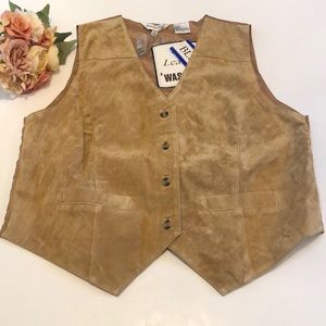 Suede Leather Vest Large NWT Vintage Two Twenty Leather Vest Tan WESTERN